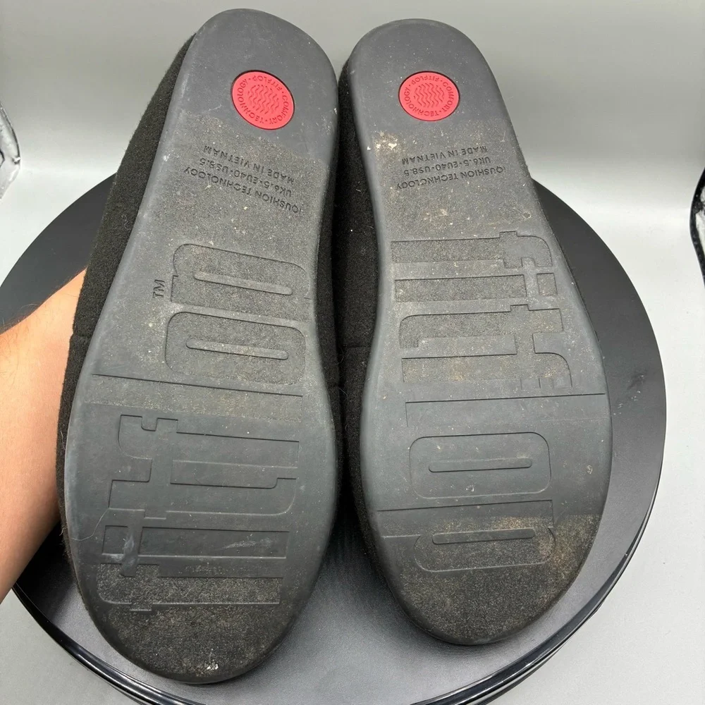 Fitflop Chrissie Suede Sandals Women’s 8.5 Black Slip On Mules - Picture 6 of 8